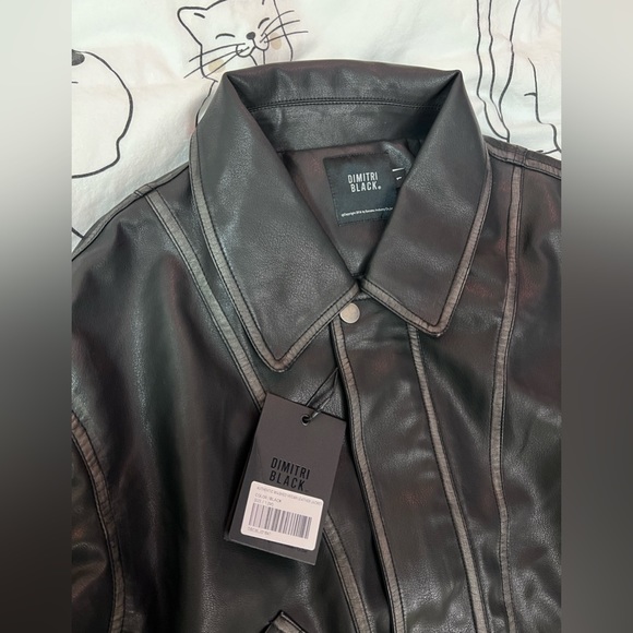 MUSINSA DIMITRI BLACK Korean Brand Authentic Washed Vegan Leather Jacket Black - Picture 14 of 15